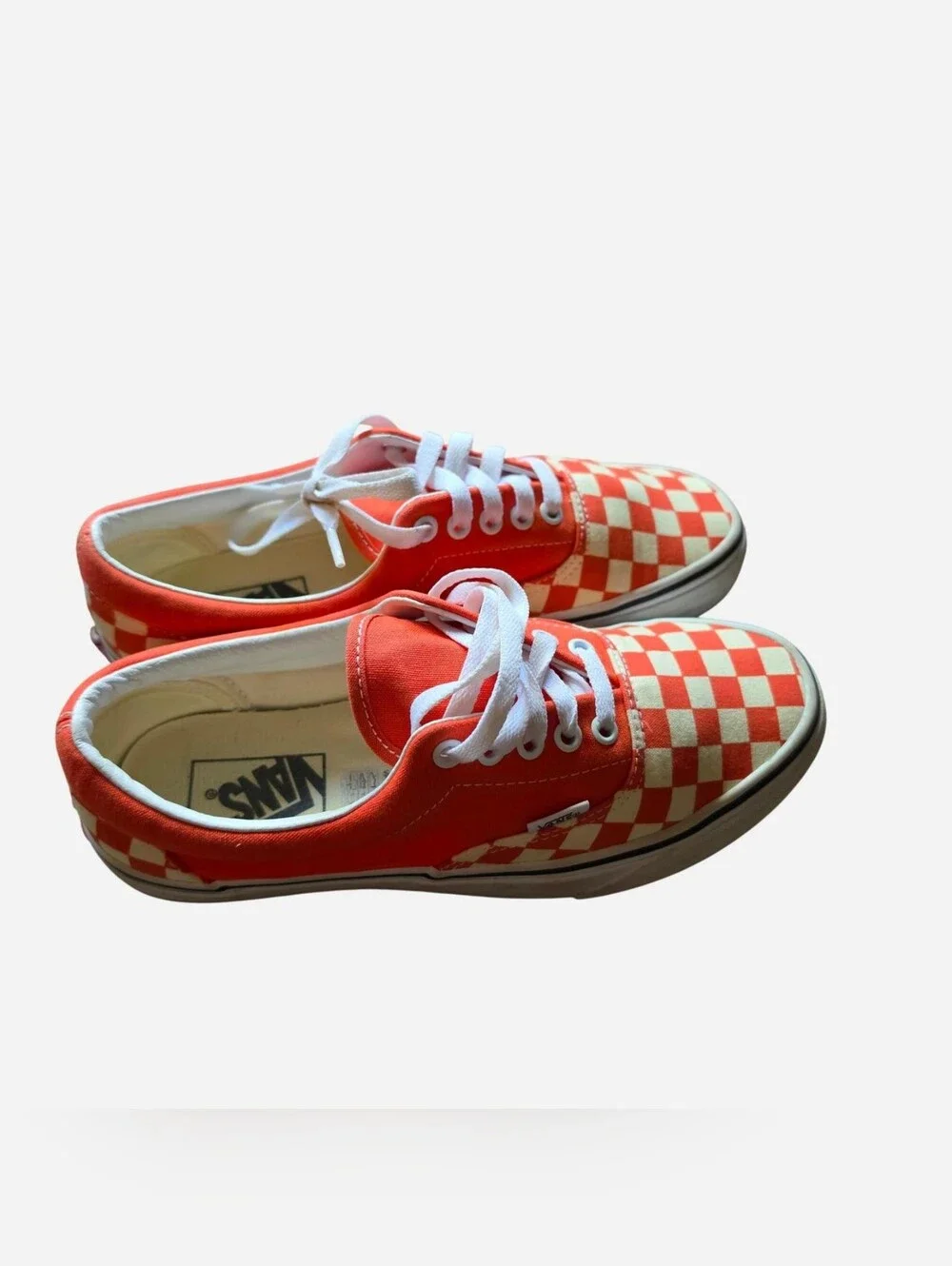 Vans Coral & Cream Checkerboard Low-Top Sneakers